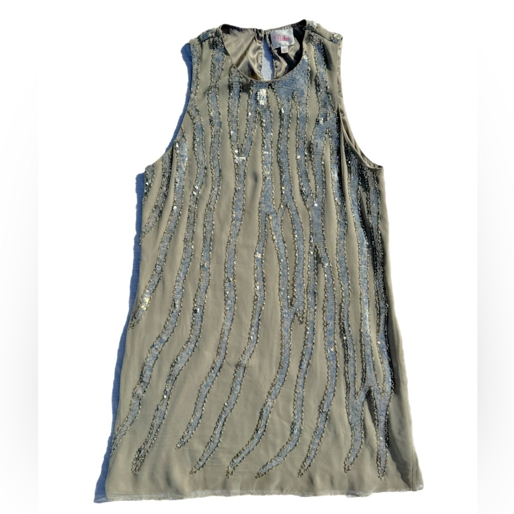 Parker Tan Sequin 100% Silk dress
